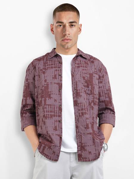 Roadster Men Printed Casual Brown Shirt