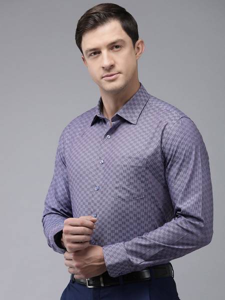 VAN HEUSEN Men Checkered Formal Purple Shirt