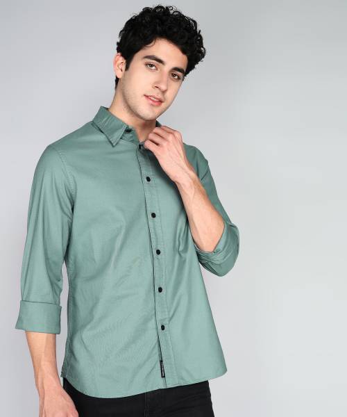 Calvin Klein Jeans Men Solid Casual Green Shirt