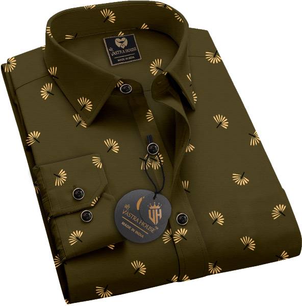 SHREE VASTRAHOUSE Men Printed Casual Dark Green Shirt
