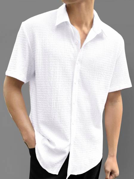 METRONAUT Men Self Design Casual White Shirt