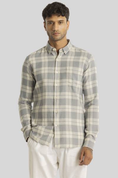 Snitch Men Checkered Casual Grey Shirt