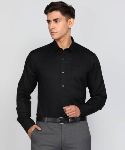 ARROW Men Checkered Formal Black Shirt