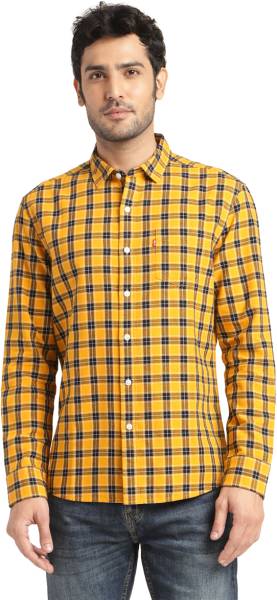 LEVI'S Men Checkered Casual Yellow Shirt