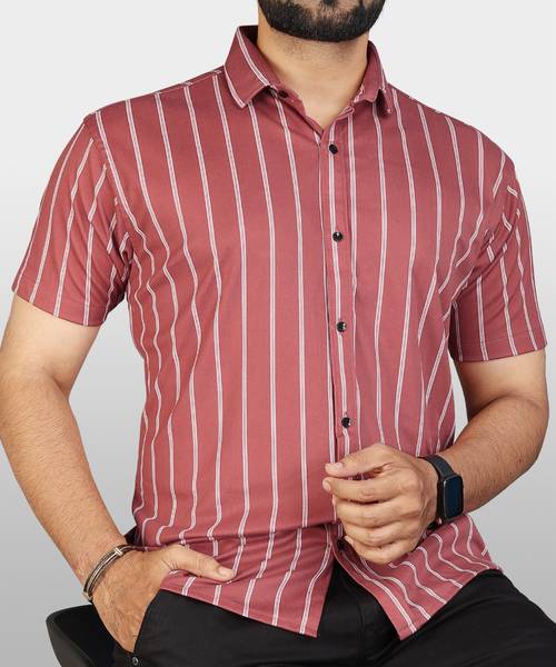 VeBNoR Men Printed Casual Pink Shirt