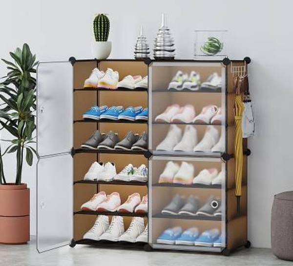 Semizoxis 12-shelf-4-door plastic cupboard shoe rack shoe stand metal shoe rack Metal, Plastic Shoe Rack