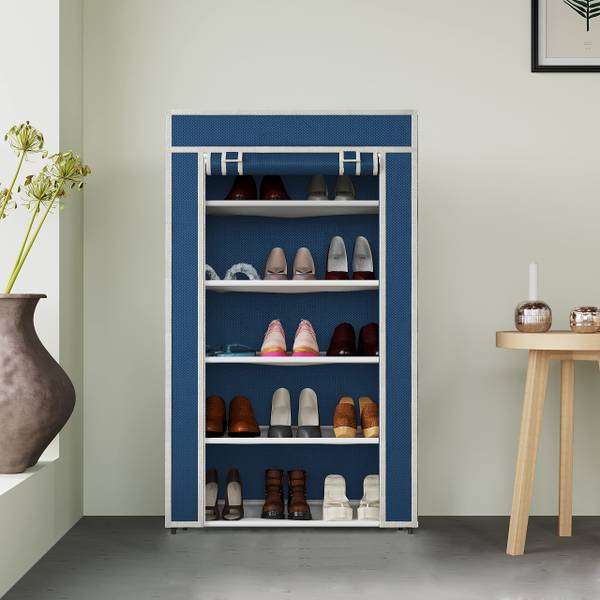 turbomax TURBOMAX Multipurpose 5 Layer shoe rack/book shelf/Wardrobe Heavy Material PVC Plastic Collapsible Shoe Stand