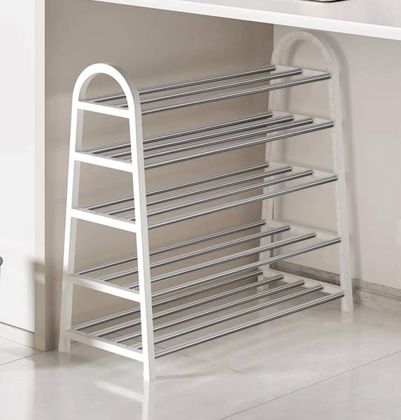 lukzer A Shape 5 Layer Shoe Rack Foldable Open Shelf Storage Holder Organizer Stand Metal Shoe Rack