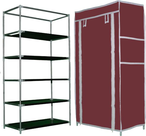 QURACK Portable Storage Free Standing Shoe Organizer with Non-Woven Fabric Cover Metal Shoe Rack