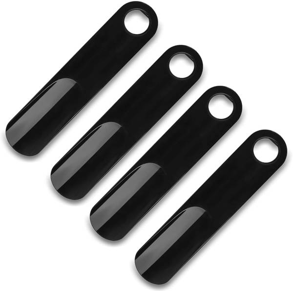 JEEBU (Pack of 4) Plastic Shoe Horn 6 inch Black Portable Travel Use Shoe Tree Helper Shoe Tree