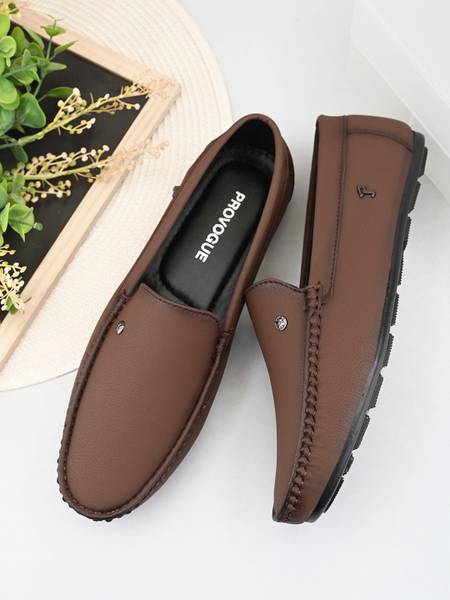 PROVOGUE Provogue Men Tan Faux Leather Formal Slip On Loafers Slip On For Men