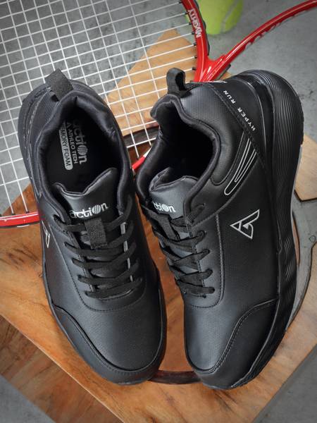 Action black running shoes sales