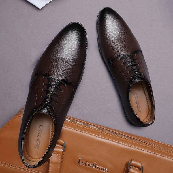 LOUIS STITCH Mens Derby Formal Lace Up Shoes, Brown - RGPDPL - UK 8 Derby For Men