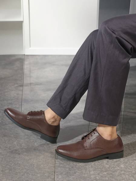 CARLTON LONDON Brown Leather Men's Formal Shoes Lace Up For Men