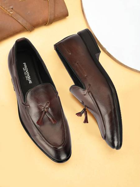 PROVOGUE Genuine Leather Tassel Loafers Loafers For Men