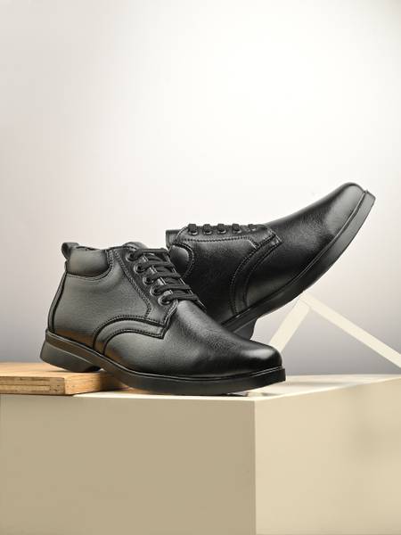 PORT Men's Black Lightweight Comfortable Classy Office Wear Formal Shoes Lace Up For Men