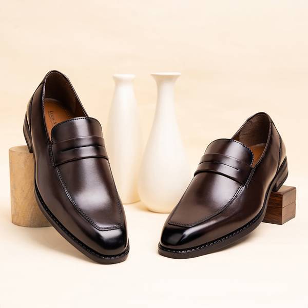 LOUIS STITCH Brown Formal Slipon Mocassin Shoes for Men (SXMC) - UK 8 Mocassin For Men