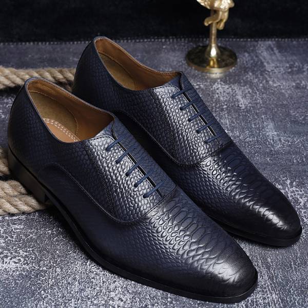 LOUIS STITCH Prussian Blue Formal Derby Lace Up Italian Leather Shoes for Men (EUSNBU) Derby For Men