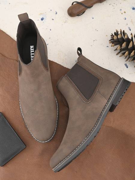 KILLER Killer Men Brown Faux Leather Casual Chelsea Boots Boots For Men