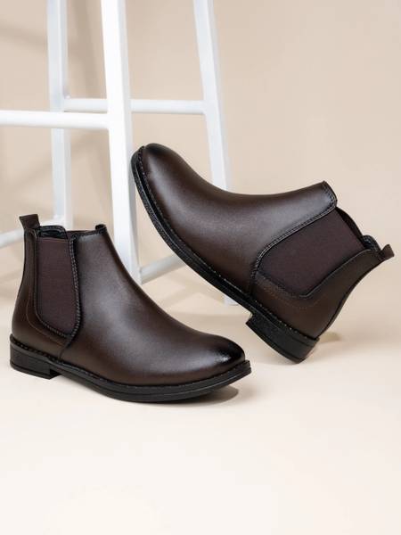 Layasa Men Casual Comfortable Chelsea Slip-On Outdoor Synthetic Leather Boots For Men