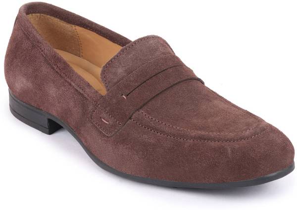 FAUSTO Fashion Outfit Suede Leather Casual Party Slip On Shoes Penny Loafers For Men