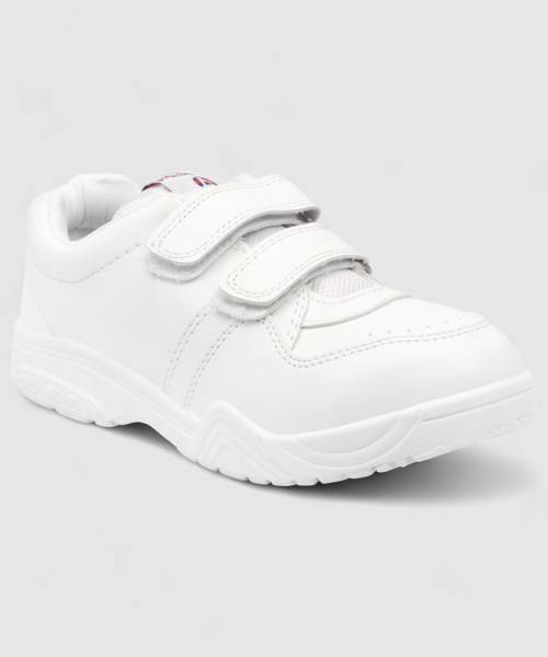 asian Monitor Velcro White School Shoes For Men