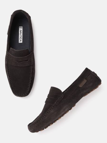 NAUTICA Nautica Men Coffee Brown Solid Leather Driving Shoes Loafers For Men