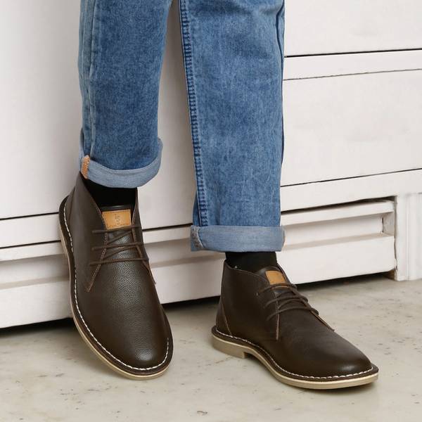 LOUIS STITCH Brown Italian Milled Leather Stitch Down Chukka