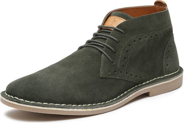LOUIS STITCH Suede Leather Stitch Down Green Chukka Style Desert Boots for Men - SDSUCKBG Boots For Men