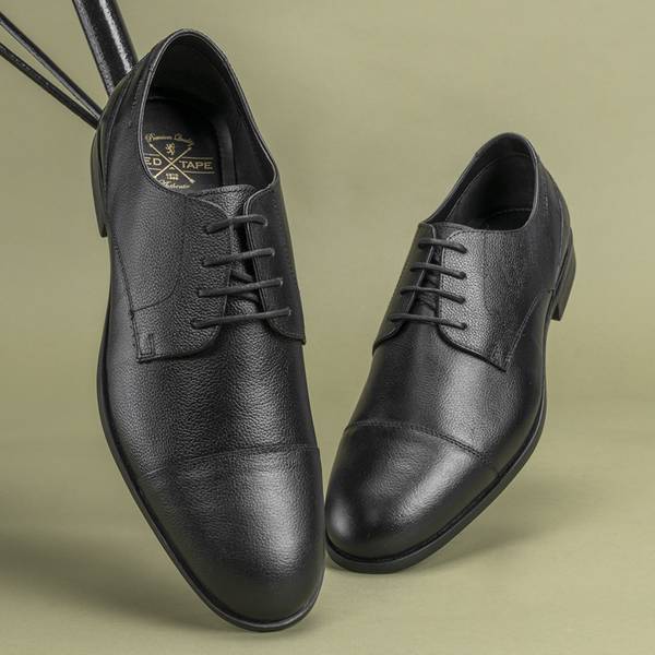 Formal leather shoes red sales tape