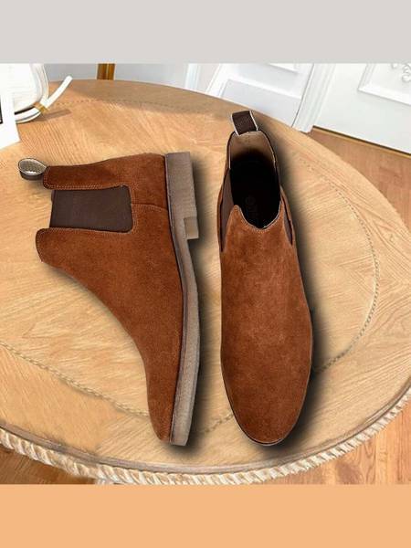 KICKSFIRE Premium Stylish Sued Leather Chelsea Boots Comfortable Boots Casual Chukka Ankle Boots For Men