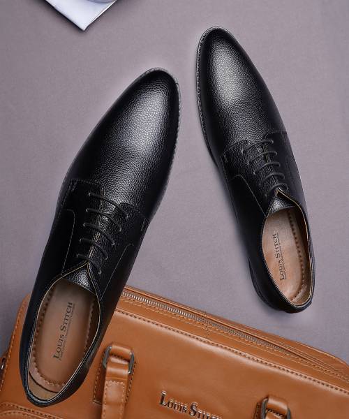 LOUIS STITCH Mens Derby Formal Lace Up Shoes, Black - RGPDPL - UK 12 Derby For Men