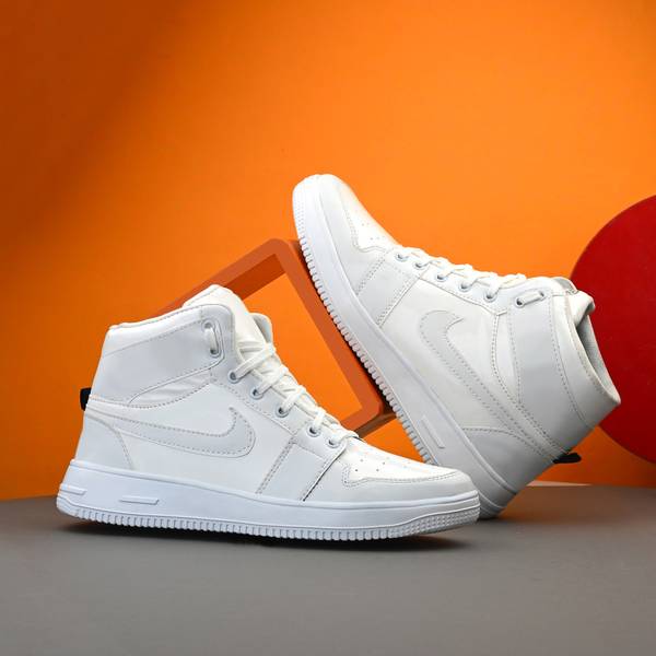 verboss Trendy and Stylish All White High Tops Sneakers Shoes For Men's(White) Sneakers For Men