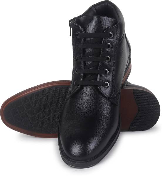 JOREN BLACK Synthetic Leather Boots Boots For Men