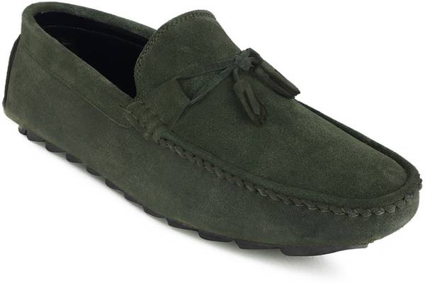 LOUIS STITCH Mens Green Stylish Suede Leather Casual Loafers (ITSUTAGR) UK 11 Loafers For Men