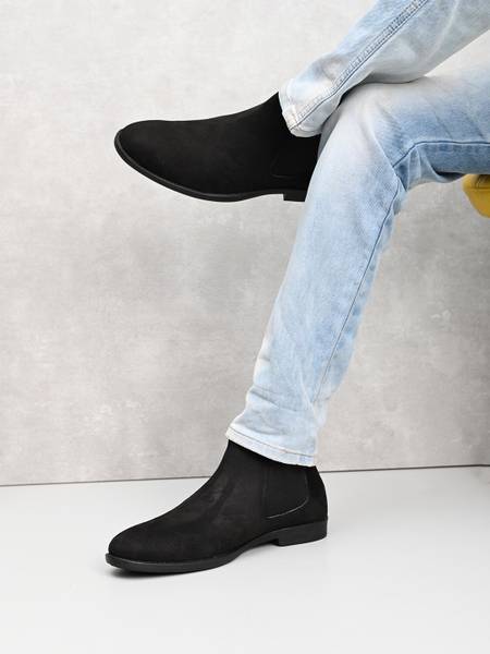 PROVOGUE Men's Casual Outdoor High Top Chelsea Boots, Comfortable Hiking and Trekking Boots For Men