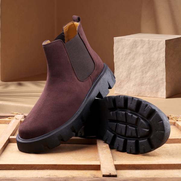 BXXY New Stylish Suede Material Brown Casual Chelsea Boot For Mens. Boots For Men