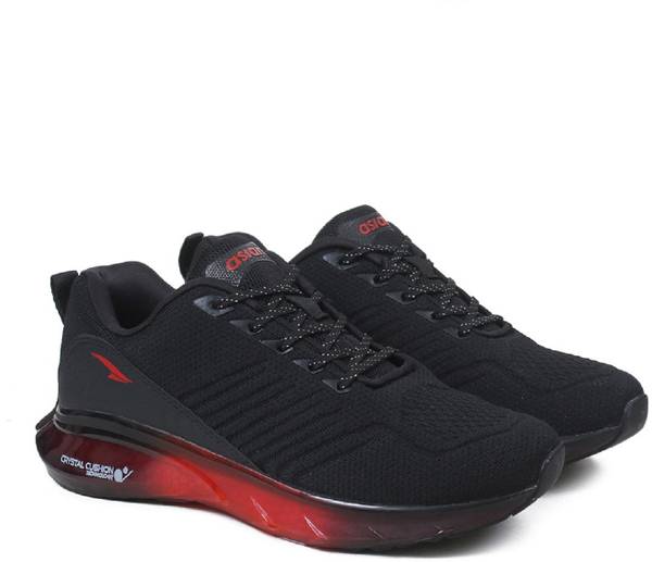 Crystal-13 Black Sports Transparent Sole Technology Running Shoes For Men  (Black, Red)