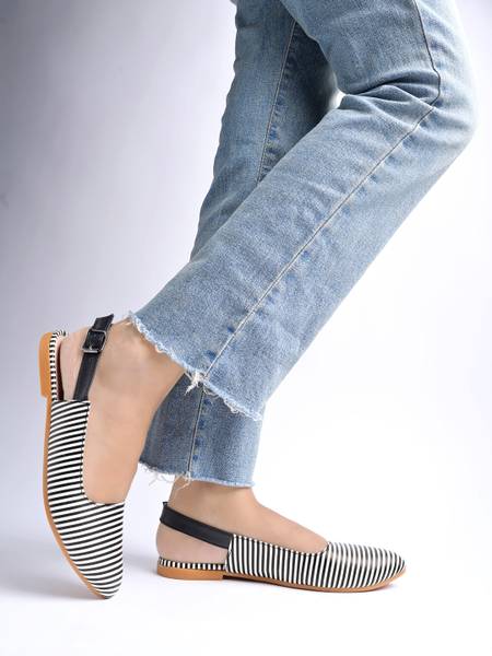 SHOETOPIA Belly, Trendy,Casual, Party Wear Daily Wear Striped Pattern Flat Belly For Girls Bellies For Women