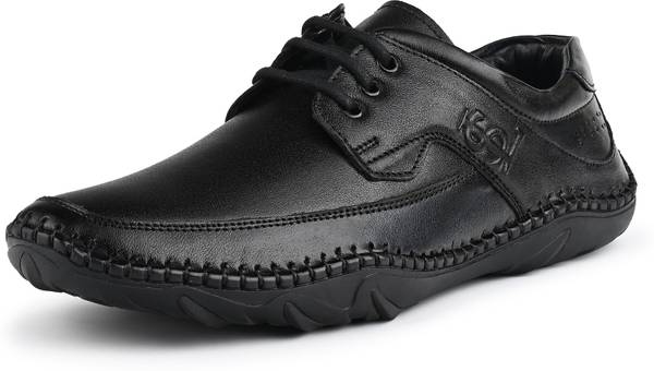 LOUIS STITCH Jet Black Genuine Leather Ultra Lightweight Formal Lace-Up Derby Shoes for Men Lace Up For Men