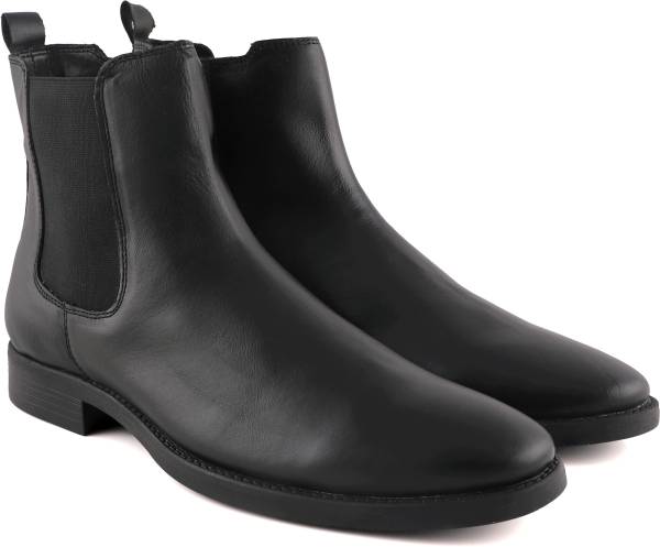 Freacksters Leather Chelsea Boots Side-Zip Extra Cushion Inner Sole Boots For Men