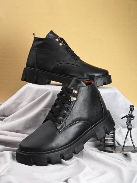 ShoeNstring Fashion Boots High Ankle Lace-Ups Outdoor and Party wear Shoe for men Boots For Men