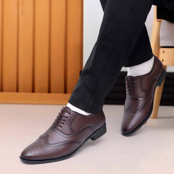 Shooz Faux Leather Brogue Shoes Lace Up For Men