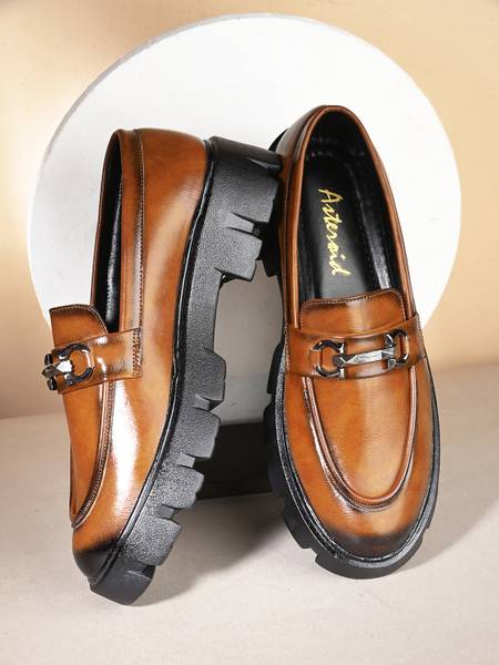ASTEROID Mens Chunky Loafer Fancy Premium Luxury Height Increasing Tan Color Casual Shoes Loafers For Men