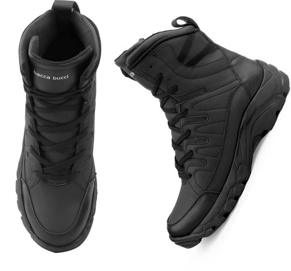 bacca bucci FLAME 7-Eye Moto Inspired Mild Water Proof Snow Boots Boots For Men