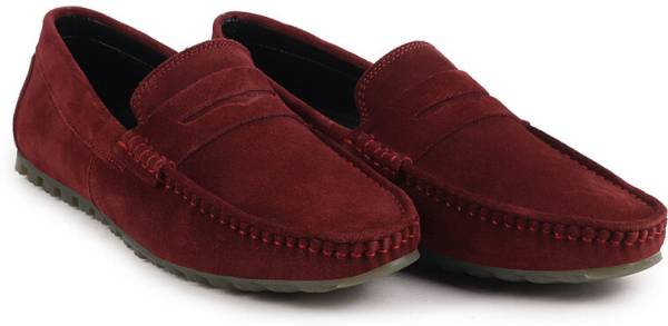 FAUSTO Suede Leather Side Stitched Slip On Driving Mocassin and Loafers For Men