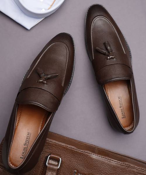LOUIS STITCH Brunette Brown Shoes Tassel Style Moccasins for Men (MCPLTA) (Size-7UK) Mocassin For Men