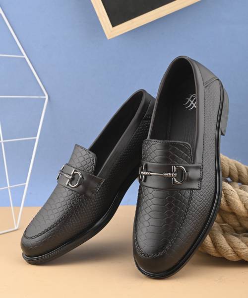 House of Pataudi House Of Pataudi Men Brown Faux Leather Formal Slip On Loafers Slip On For Men