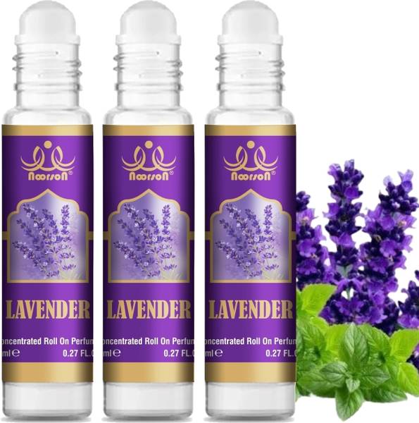 Noorson Lavender Attar Perfume for Unisex Natural Long Lasting Attar 8 ML Each PACK OF 3 Floral Attar