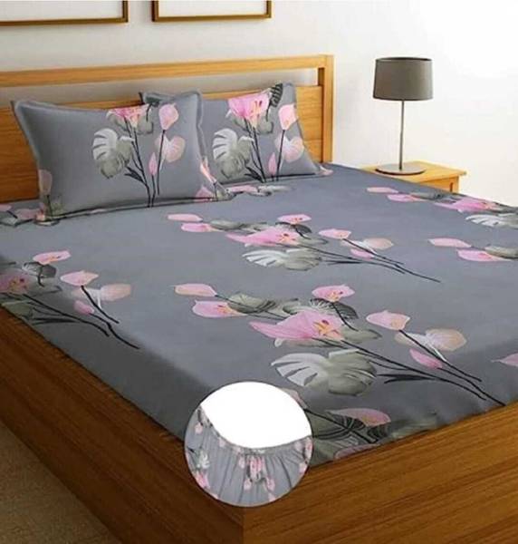 SRD 210 TC Cotton Double Floral Fitted (Elastic) Bedsheet